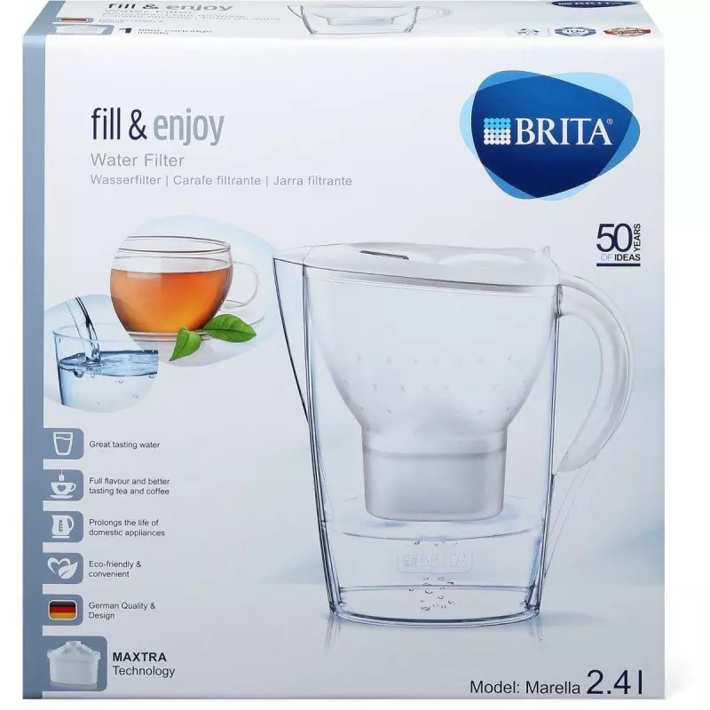 BRITA Carafe filtrante Marella blanche (2,4l), 12 filtres MAXTRA Pro  All-in-1 inclus, réduit
