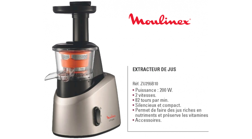 Extracteur de jus MOULINEX ZU255B10 - Electro Mall